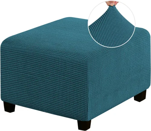 Vista 10 de Funda Otomana Elástica Fundas para Otomana Cuadradas para Sala de Estar Taburete Reposapiés Fundas Elásticas para Adaptarse al Reposapiés Otomano