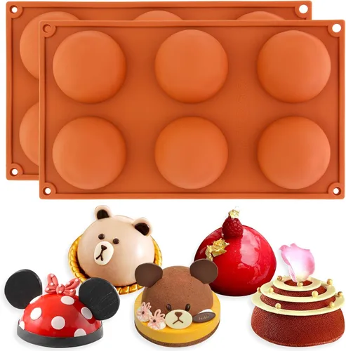 Vista 14 de FUNSHOWCASE Mini molde de silicona para caramelo de chocolate con cúpula hemisferio, 2 unidades, 24 cavitas