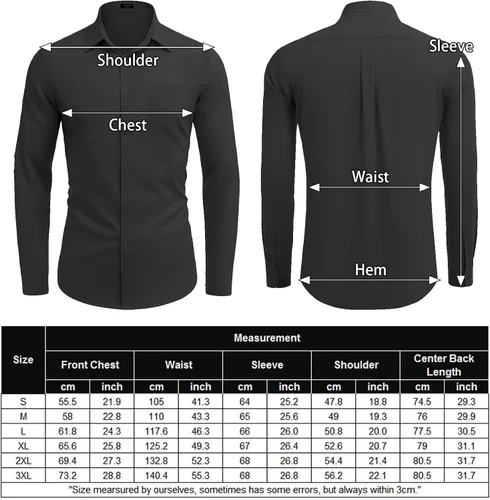 Vista 6 de COOFANDY Camisa de manga larga con botones para hombre, casual, sin doblar, ajuste regular, Oxford