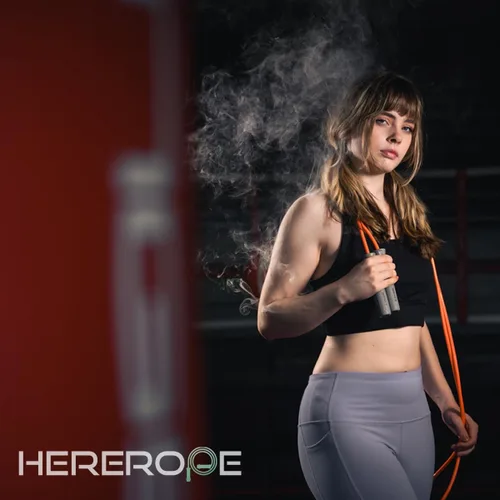 Vista 5 de Hererope - Cuerda de saltar pesada, cuerda de saltar pesada con cable duradero de 0.315 in, agarre ergonómico, rodamiento de bolas, cuerda de saltar