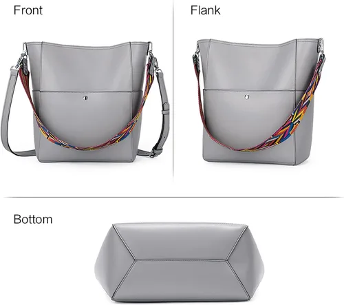 Vista 3 de BROMEN Bolsa Hobo para mujer, diseñada con cuero vegano, de hombro, bandolera