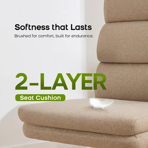 Vista 5 de amseatec Silla de Oficina Ajustable para Escritorio de Respaldo Medio Ejecutiva Cómoda de Tela Ergonómica con Soporte para la Espalda Silla de Beige