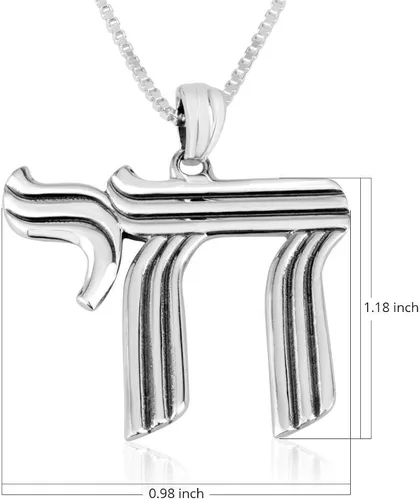 Vista 4 de Marina Meiri Joyería - Collar de cadena de plata de ley 925 real con dije clásico de ficha judía grande, cadena de caja de 24 pulgadas