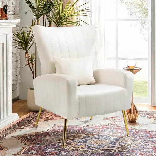 Vista 41 de Silla decorativa de terciopelo con respaldo abatible y cojín lumbar, sillón moderno para sala de estar/dormitorio, silla lateral de recepción