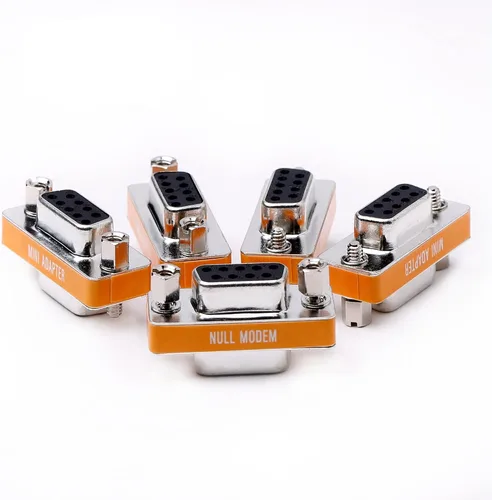Vista 7 de DB9 - Adaptador de puerto serie de transferencia de datos delgada hembra a hembra para módem nulo, paquete de 2