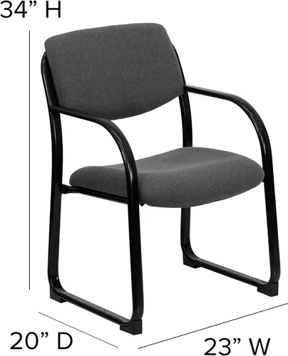Vista 3 de Flash Furniture Silla de recepción lateral ejecutiva de tela gris Richie con base de trineo