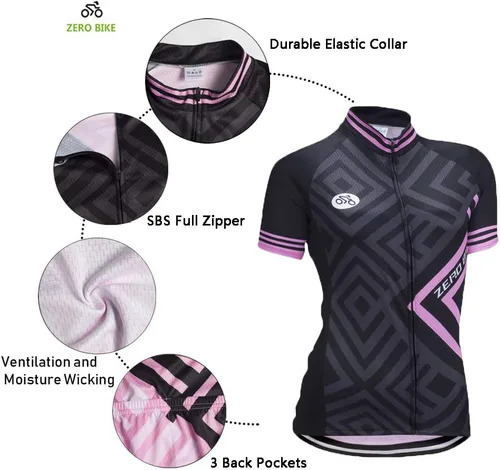 Vista 2 de Jersey de ciclismo para mujer, de manga corta, secado rápido, transpirable, para montaña.