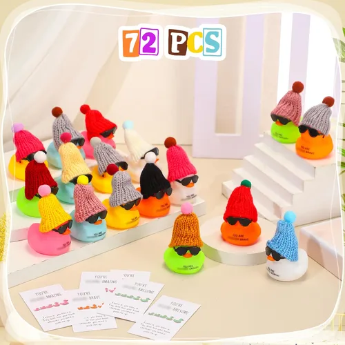Vista 3 de Liliful Juego de 72 mini patos de goma inspiradores con gafas, regalos de agradecimiento motivacionales, regalos de agradecimiento para compañeros