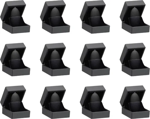 Vista 12 de Allure – Caja al por mayor de 12 unidades – Pequeña caja para collar con luz LED, forma cuadrada, elegante estuche para collar de diamantes