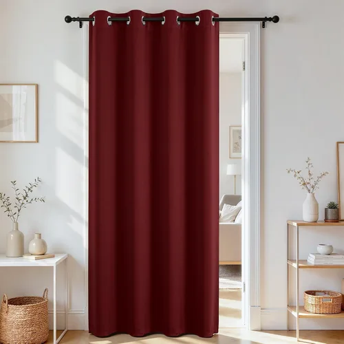 Vista 11 de Joydeco Cortina opaca para puerta de privacidad de 78 pulgadas de largo, cortina de armario con ojales para armario abierto, divisor de habitación