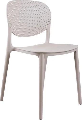 Vista 4 de CozyBlock - Silla de comedor apilable perforada de malla para interior y exterior, juego de 2 (Biege)
