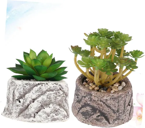 Vista 4 de 1 juego de plantas de imitación delicado diseño de simulación para oficina en casa y decoración de centros comerciales, piedra loto pequeño lirio