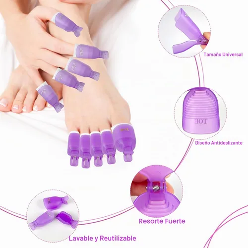 Vista 4 de Eyxformula Kit removedor de esmalte de gel – 10 clips para uñas de los pies, 10 clips de remojo de uñas de dedos, 400 toallitas sin pelusa, 2 limas