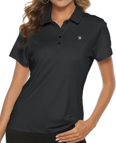 Vista 17 de TBMPOY Camisetas polo de golf de manga corta para mujer, ligeras, con absorción de humedad, con cuello, T-shirt de secado rápido de 4 botones