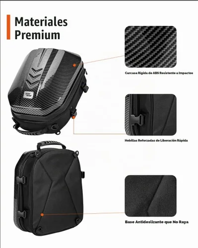 Vista 4 de Grapelet Mochila para motocicleta con carcasa rígida de ABS impermeable, bolsas de equipaje, bolsas para casco con almacenamiento ampliable, 24L-35L