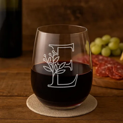 Vista 8 de On The Rox Drinks Regalos con monograma para mujeres y hombres – Letra A-Z inicial grabada monograma sin tallo, copa de vino – Regalos de vino