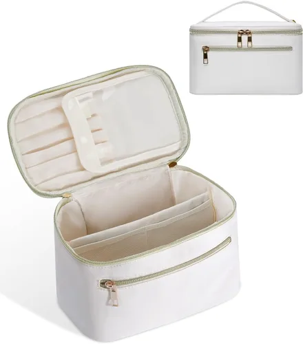 Vista 8 de Wandering Nature Bolsa de Maquillaje, Organizador de Maquillaje de Viaje, Estuche de Brochas Cosméticas para Mujeres en Cuero Vegano Ecológico, M