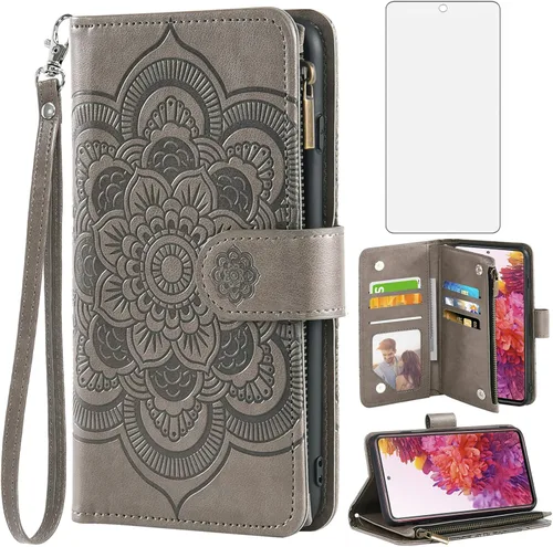 Vista 9 de Asuwish Compatible con Samsung Galaxy S20 FE Gaxaly S 20 FE 5G UW 6.5 pulgadas Funda tipo cartera de vidrio templado con tapa para Glaxay S20FE5G