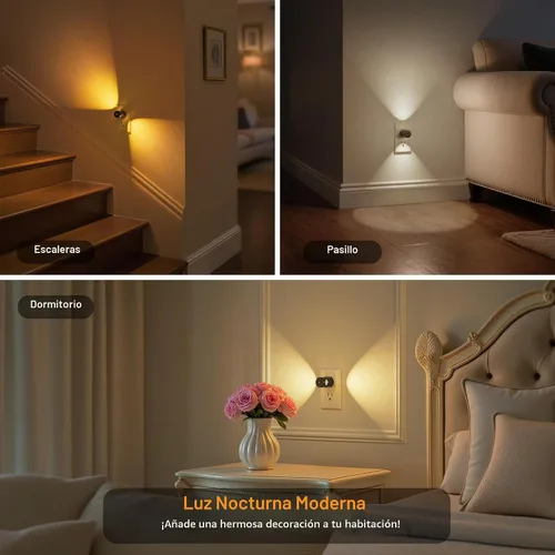Vista 6 de JandCase Luces nocturnas que se enchufan a la pared, paquete de 12 mini Negro