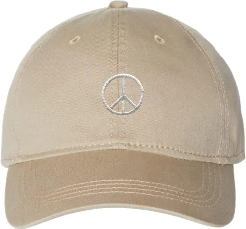 Vista 12 de Go All Out Sombrero de papá bordado con signo de paz para adultos Negro