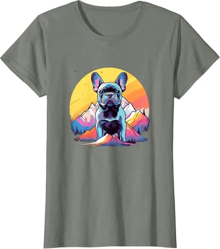 Vista 5 de French Bulldog Dog Men Women Kids T-Shirt Asphalt Grey
