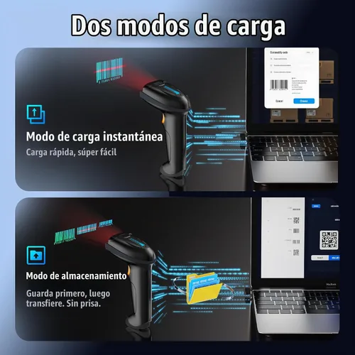 Vista 7 de Tera Escáner de código de barras inalámbrico Pro 1D 3 en 1 Bluetooth y 2.4G inalámbrico y USB con cable CCD inalámbrico de 2500 píxeles lector