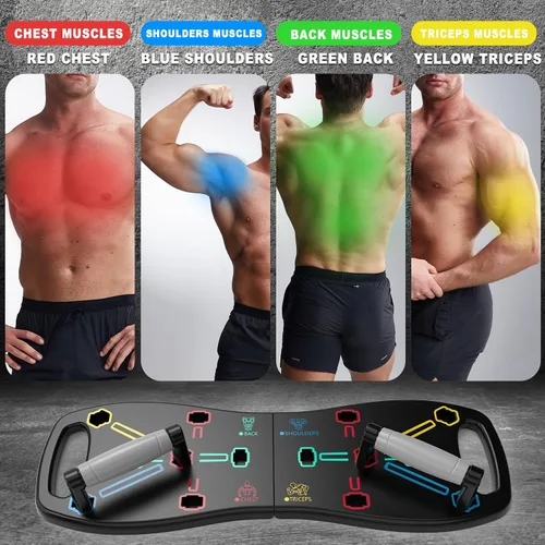 Vista 3 de HOTWAVE Push Up Board, Portable Pushup Board for Men, Foldable Push-up Board, Multifunctional Push Up Board-20 in 1 at Home Gym, Pushup Handles for