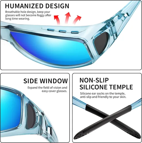 Vista 30 de Polarized Sunglasses Fit Over Glasses for Women Men with UV400 Protection Over Wrap Around Sun Glasses