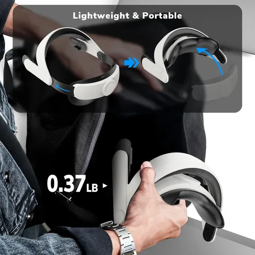 Vista 9 de Head Strap with Battery Pack for Oculus Quest 2 MEYIN 3350mAh Fast Charging VR Power Adjustable Strap and Ear Muffs Accessories for Quest 2 Enhanced