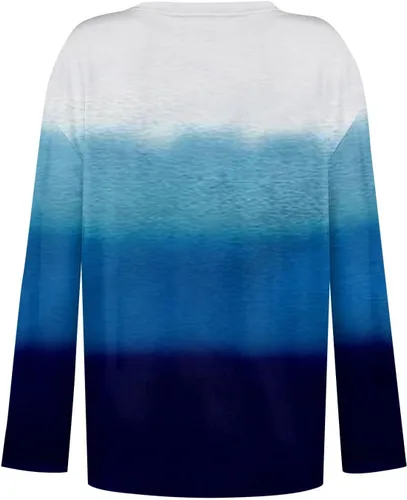 Vista 2 de Sudadera de manga larga con cuello en V para mujer, a la moda de otoño 2023, con estampado, cómodas, elegantes, casuales, holgadas