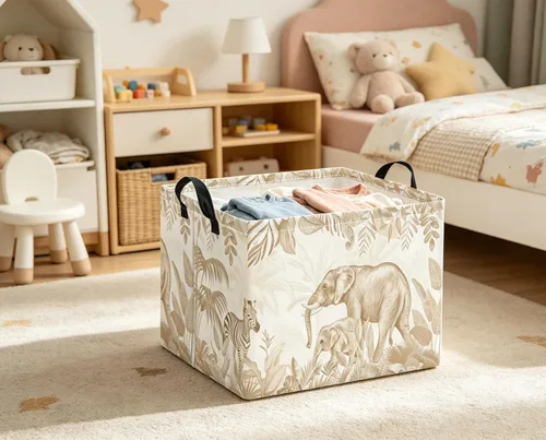 Vista 6 de Cesta rectangular de almacenamiento para bebés y niños, para el hogar, cocina, niñas, lindo contenedor de almacenamiento de juguetes, organizador