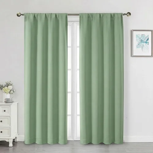 Vista 189 de Cortinas opacas para dormitorio, sala de estar, juego de 2 paneles de 54 pulgadas de largo, cortinas de oscurecimiento de habitación con aislamiento