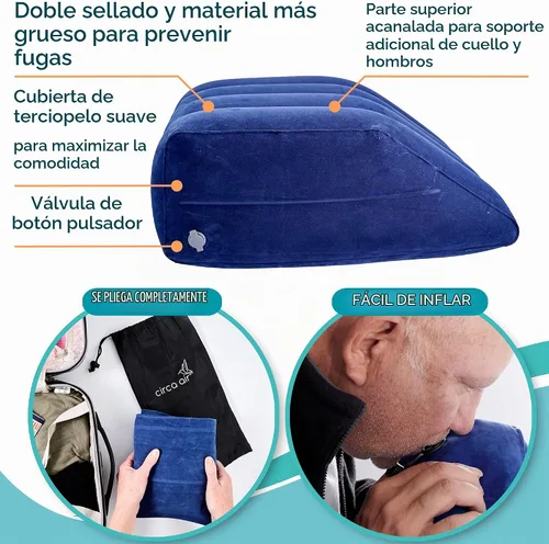 Vista 5 de Circa Air Almohadas inflables de elevación de piernas para alivio de hinchazón y edema, almohada de cuña de viaje para piernas, soporte