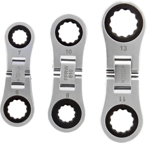 Vista 5 de Juego de llaves de trinquete Nano Flex de VIM Tools - Juego de 3 piezas de llaves flexibles de doble cara de tamaño para la palma con 72 dientes
