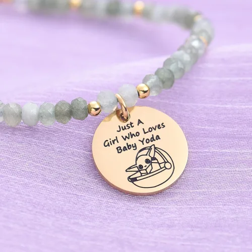 Vista 5 de Melix Home Baby Yo-da Gifts - Pulsera de piedra natural mandaloriana, regalo para mujeres, hijas, adolescentes, niñas, pulseras Yo-da Stuff