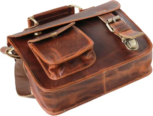 Vista 4 de jaald Bolso de mensajero de cuero pequeño bolso de hombro bolso de mensajero vintage para mujeres y hombres bolso (7 x 9)