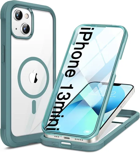 Vista 124 de Miracase - Funda magnética para iPhone 13 Pro Max de 6.7 pulgadas (compatible con MagSafe), transparente, completo, protector de pantalla de vidrio