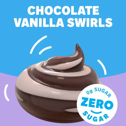 Vista 4 de Jell-O Chocolate Vanilla Swirls con sabor artificial sin azúcar listo para comer, tazas de pudín listas para comer, 4 tazas