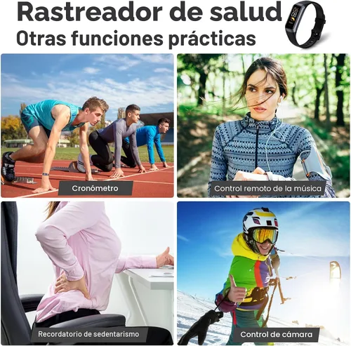 Vista 6 de Rastreador de actividad física con contador de pasos/calorías/cronómetro, rastreador de actividad, monitor de salud con monitor de frecuencia
