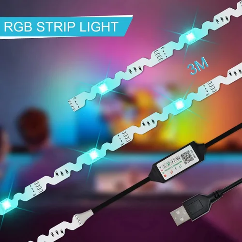 Vista 7 de Retroiluminación de TV, tira de luces LED RGB para computadora PC, 9.8 pies/9.8 ft detrás de TV, sincronización de música y función de temporizador