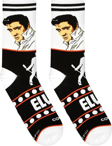 Vista 6 de Odd Sox, Elvis Presley, The King of Rock N Roll - Calcetines para hombre, divertidos regalos de coleccionista, Negro