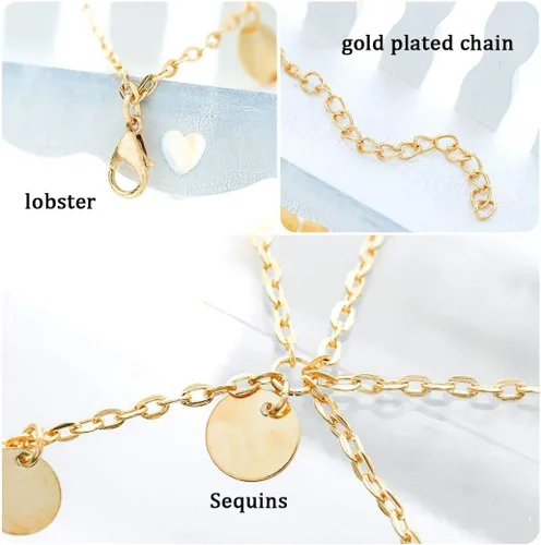 Vista 4 de Diademas para las mujeres, cadena para cabeza con lentejuelas, Aukmla Alloy