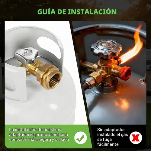 Vista 4 de Adaptador de tanque de propano POL a QCC1 - Convertidor de propano de latón macizo resistente for 100lb/20lb LP Tanks, Old to New Connection, BBQ