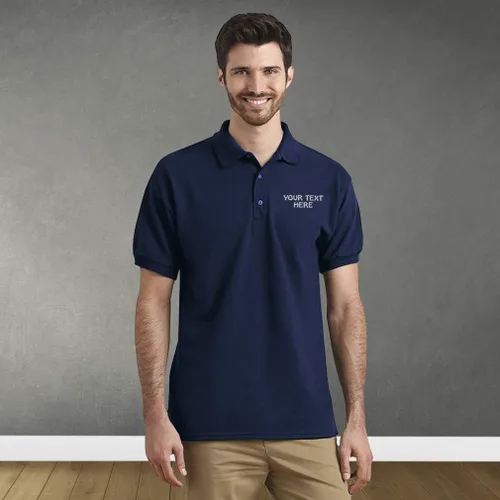 Vista 6 de Camisetas de golf de manga corta de algodón con texto personalizado para hombre