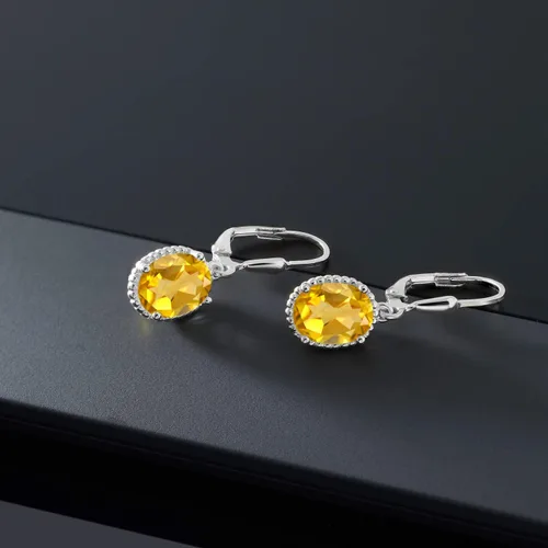 Vista 86 de Gem Stone King Aretes colgantes de gota para mujer, plata de ley 925, piedra natal ovalada de 0.354 x 0.276 in, joyería fina, regalos para ella