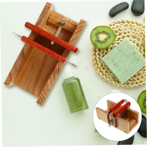 Vista 9 de KAILIKETIY 1 juego de moldes de madera para cortar jabón con cortador recto ondulado mango de madera ergonómico herramienta para cortar jabón fácil