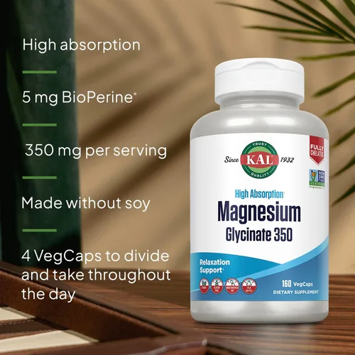 Vista 4 de KAL Glicinato de magnesio 350 mg, 160 CT