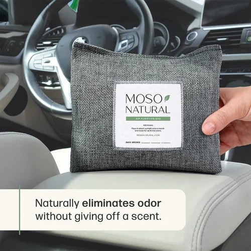 Vista 2 de Moso Natural Ambientador y desodorante para automóvil, absorbente de olores de carbón de bambú de larga duración, eliminador de olores no tóxico