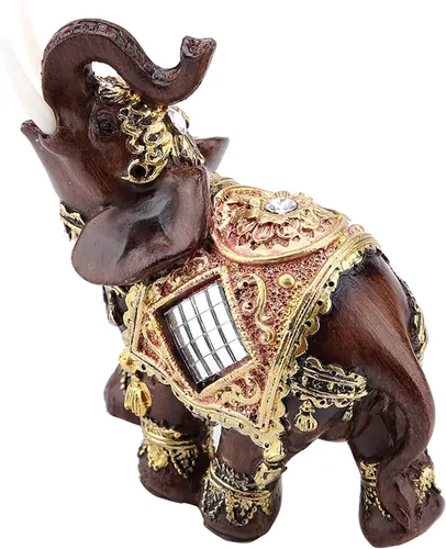 Vista 3 de Hilitand Estatua de elefante de riqueza, escultura de Feng Shui, figura de grano de madera para el hogar, decoración de escritorio, regalo (M)