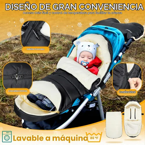 Vista 3 de IvyWind Saco para Pies de Cochecito, Saco de Invierno para Cochecito de Bebé con Cremallera Extraíble, Saco de Dormir Universal Cálido para Clima